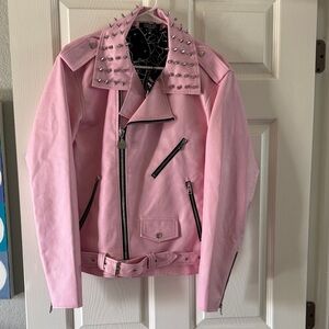 Dolls Kill Pink Leather Jacket with Studs